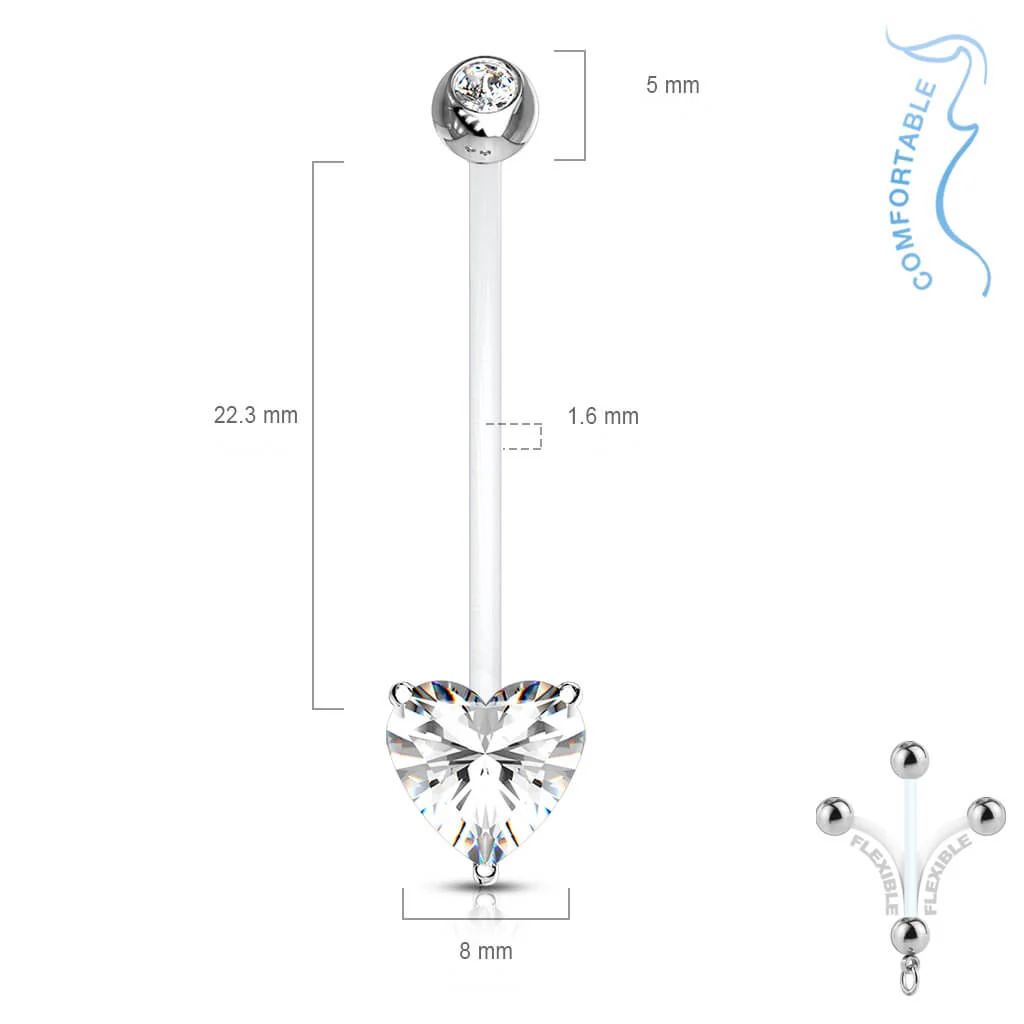 Piercing Nombril Zircone Cœur  - Image 3