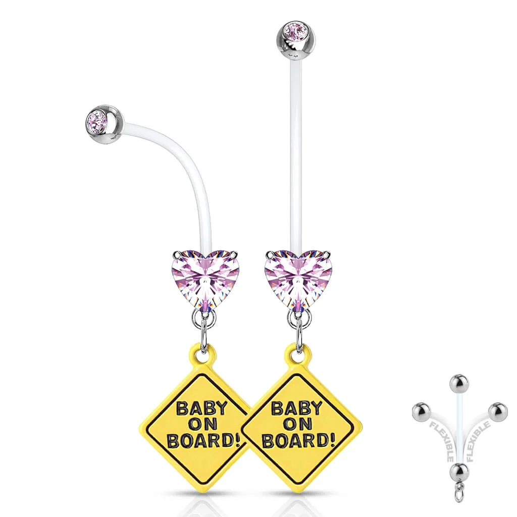 Piercing Nombril Pendentif Pieds de Bébé Coeur Zircone - Image 4