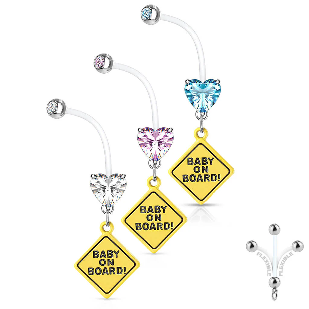 Piercing Nombril Pendentif Pieds de Bébé Coeur Zircone - Image 5