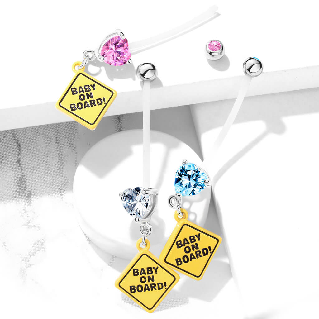 Piercing Nombril Pendentif Pieds de Bébé Coeur Zircone - Image 7