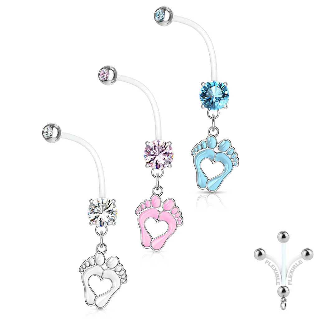 Piercing Nombril Pendentif Pieds de Bébé Zircone - Image 5