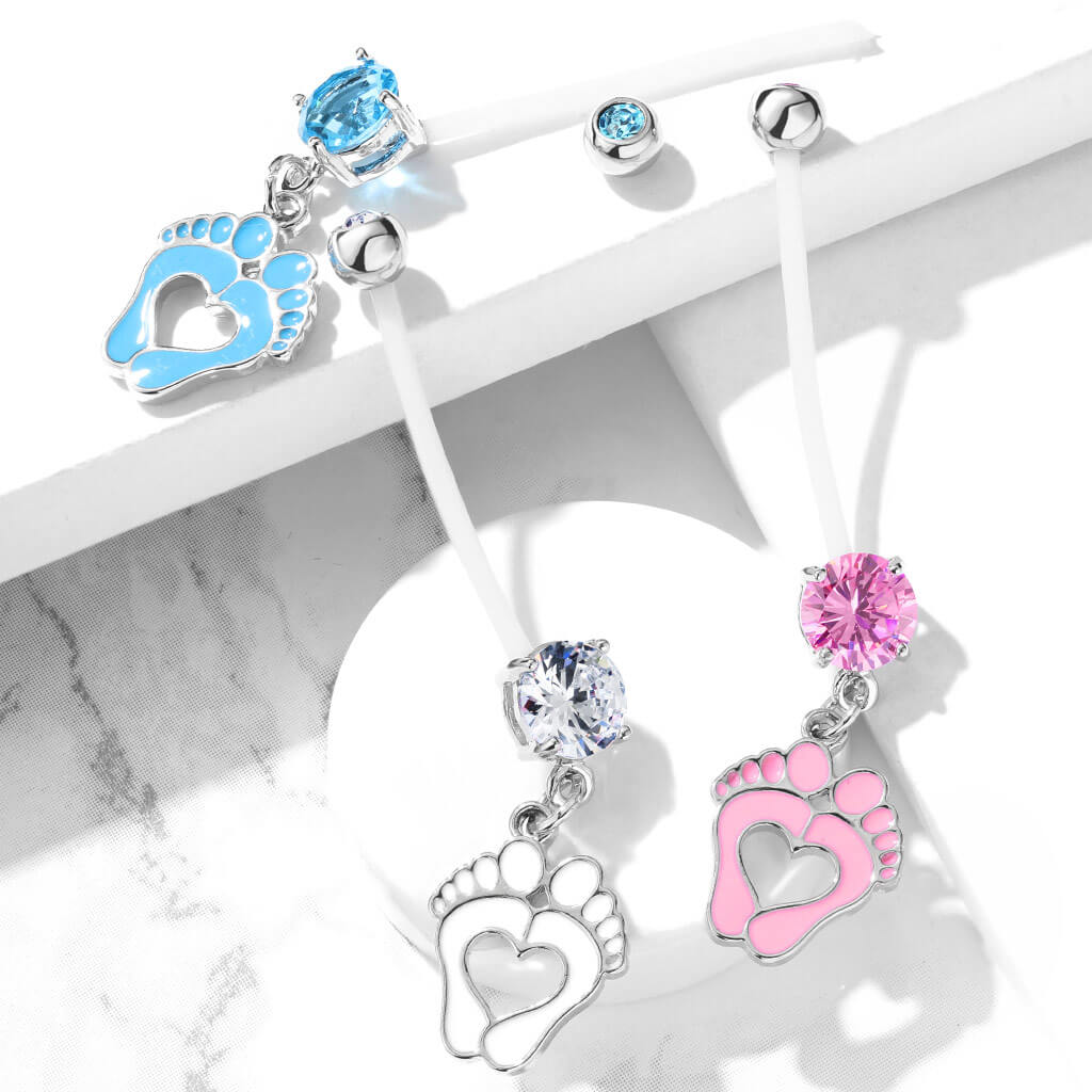 Piercing Nombril Pendentif Pieds de Bébé Zircone - Image 7