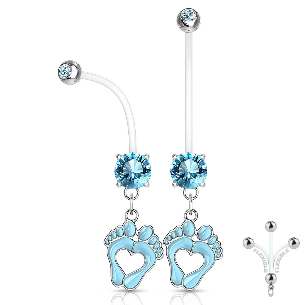 Piercing Nombril Pendentif Pieds de Bébé Zircone - Image 8