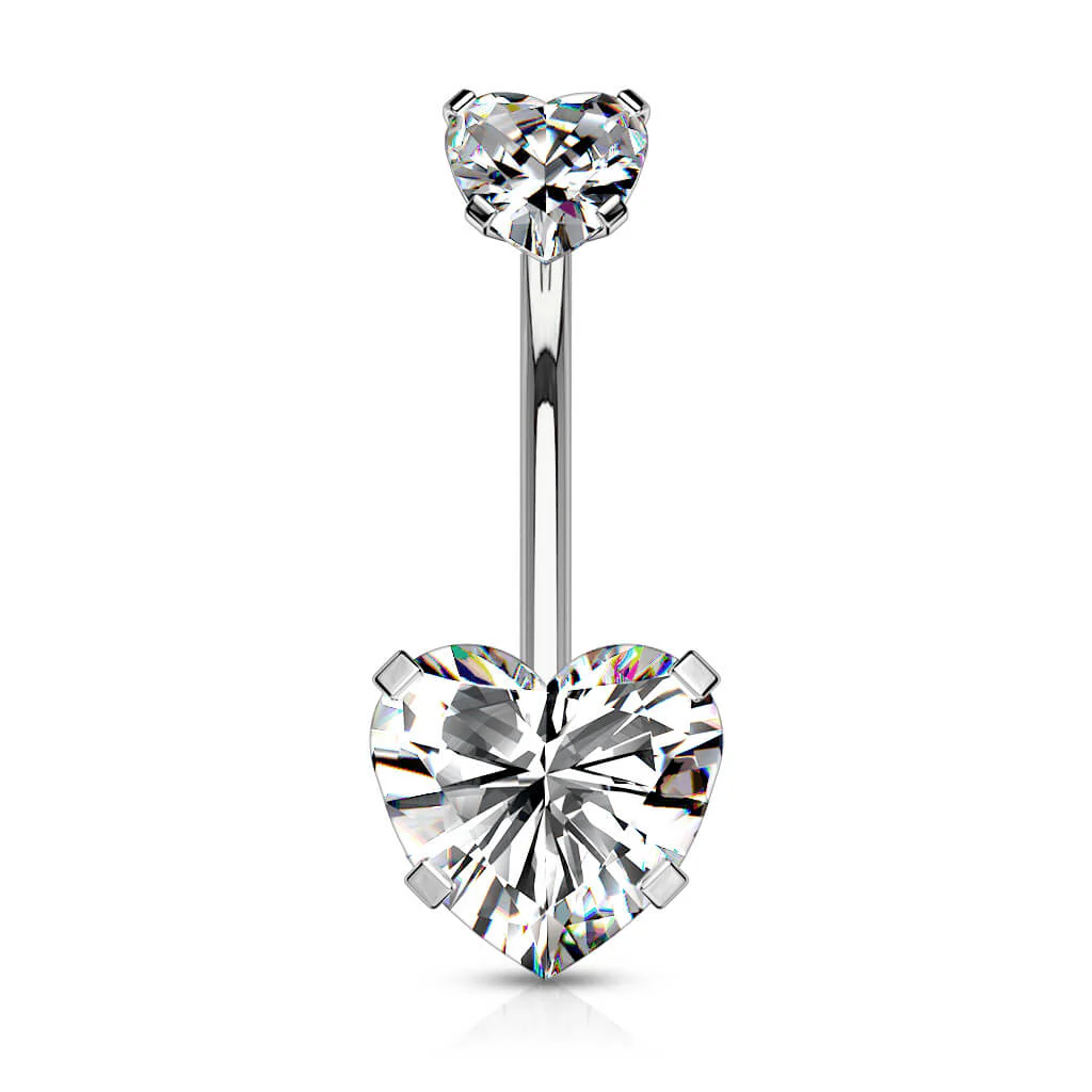 Piercing Nombril Zircone Cœur Filetage Interne - Image 2