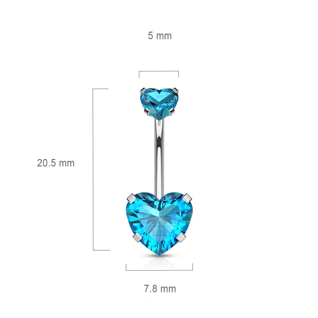 Piercing Nombril Zircone Cœur Filetage Interne - Image 3
