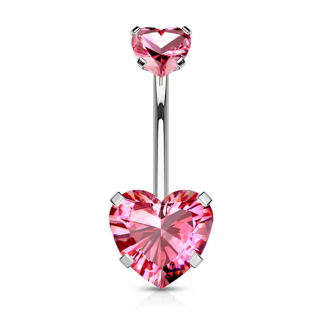 Piercing Nombril Zircone Cœur Filetage Interne - Image 8