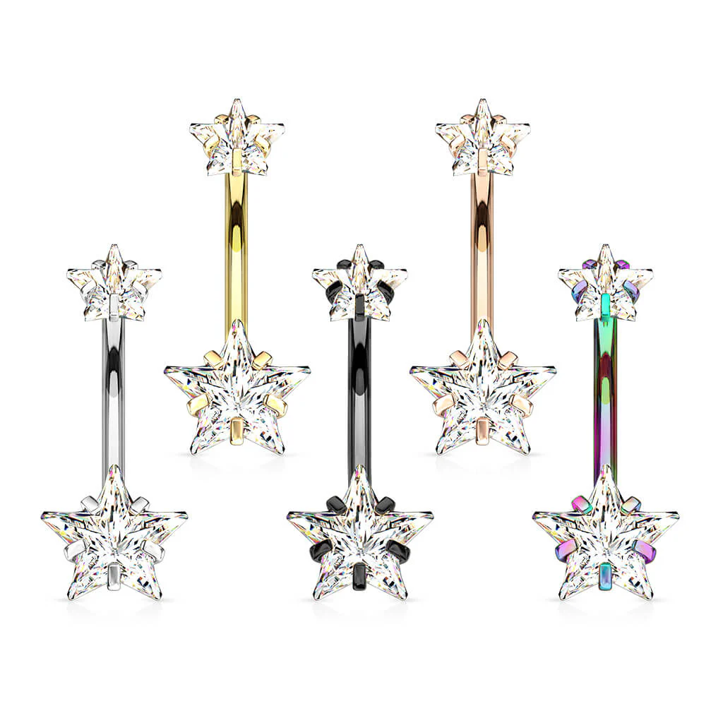 Piercing Nombril Zircone Étoile Filetage Interne - Image 5