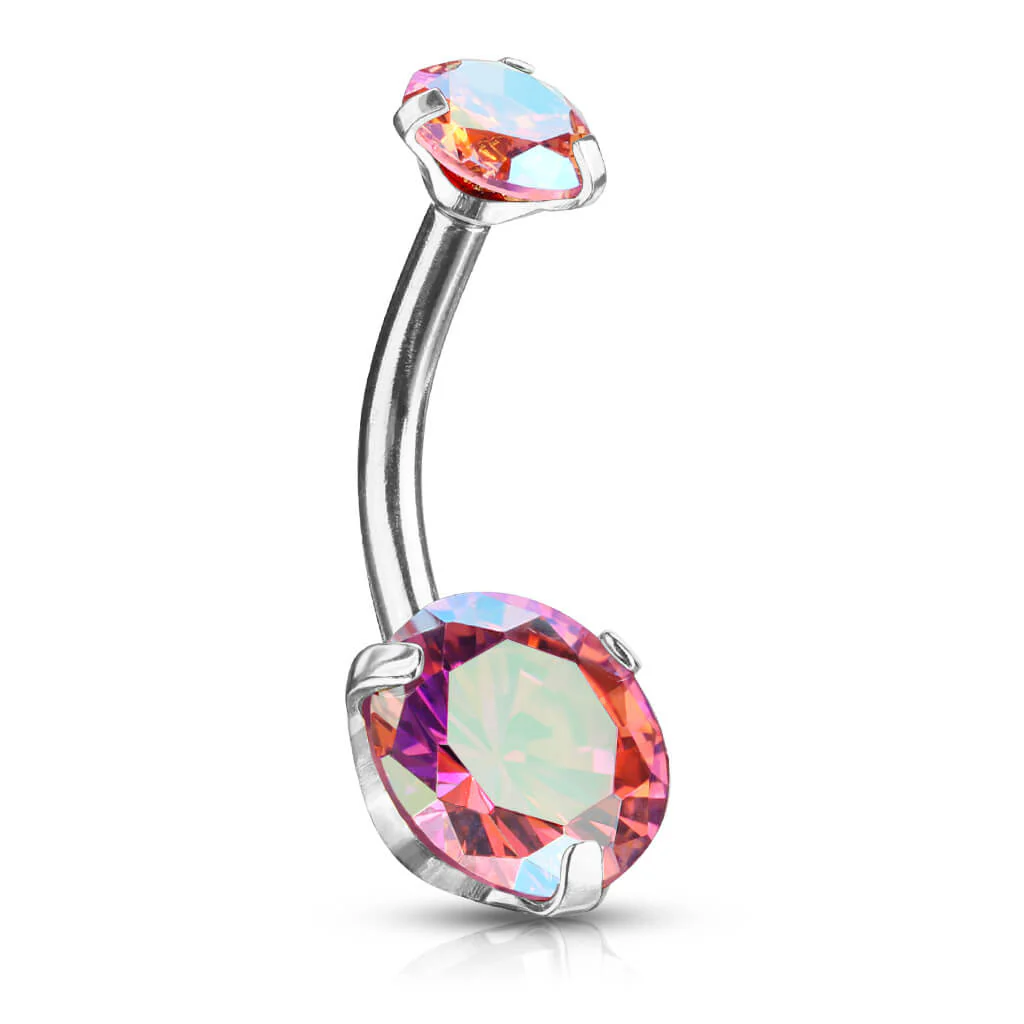 Piercing Nombril Zircone Ronde Filetage Interne - Image 4