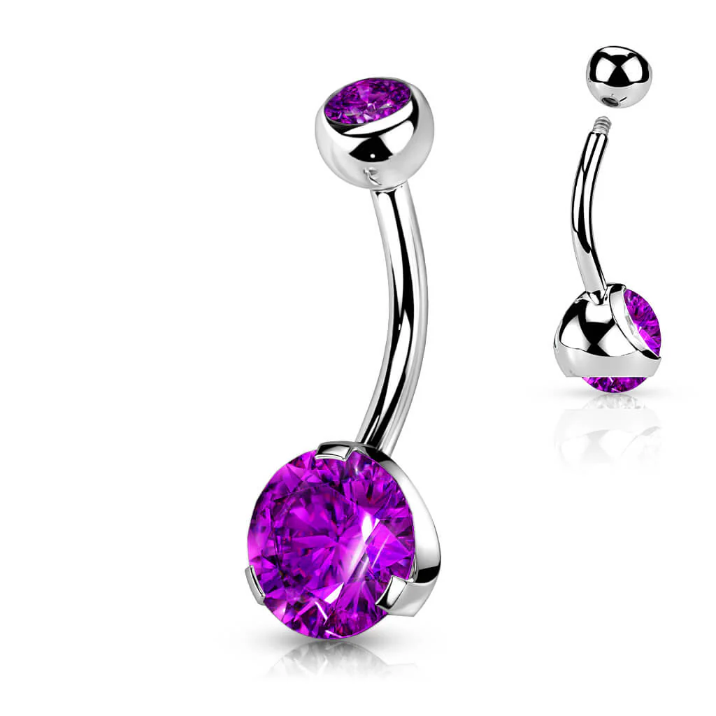 Piercing Nombril Zircone Ronde Argent - Image 2