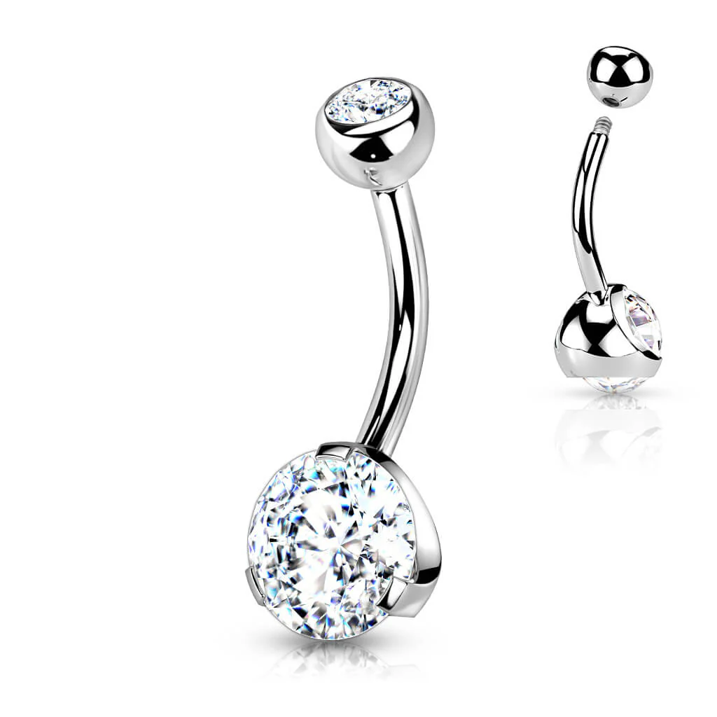 Piercing Nombril Zircone Ronde Argent - Image 4