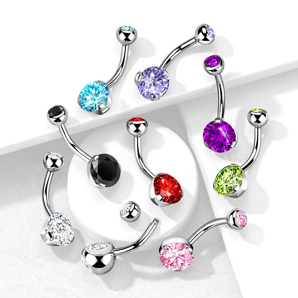 Piercing Nombril Zircone Ronde Argent - Image 7