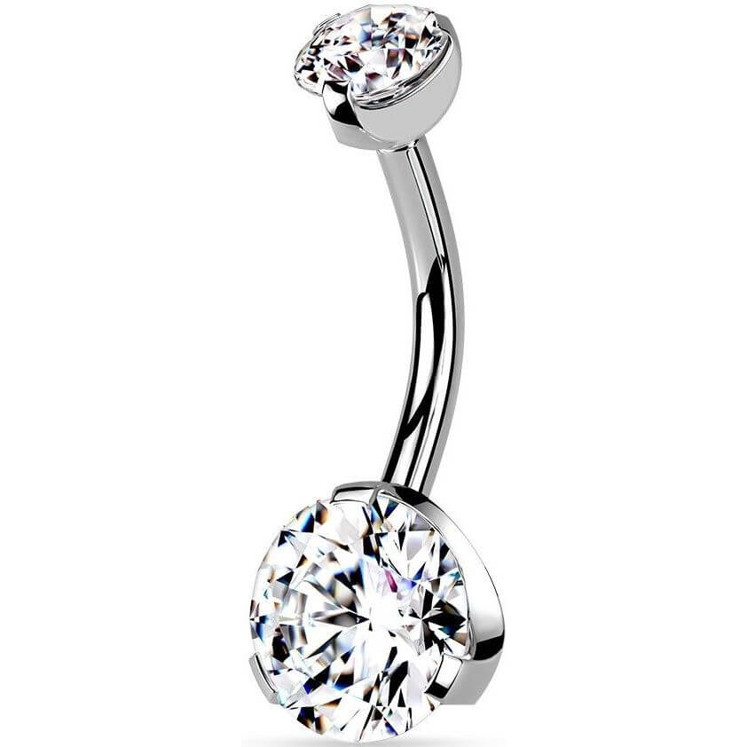 Piercing Nombril Zircone Argent Filetage Interne