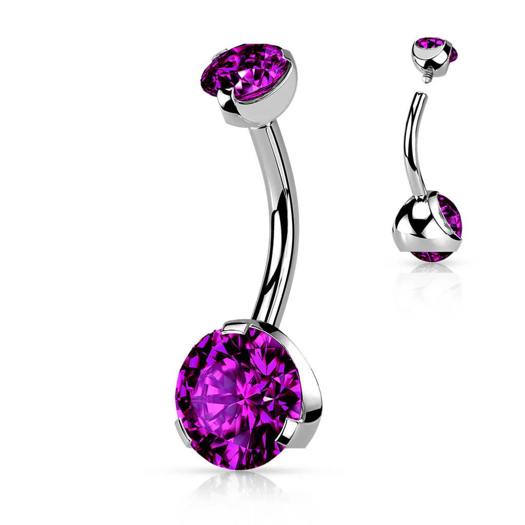 Piercing Nombril Zircone Argent Filetage Interne - Image 2