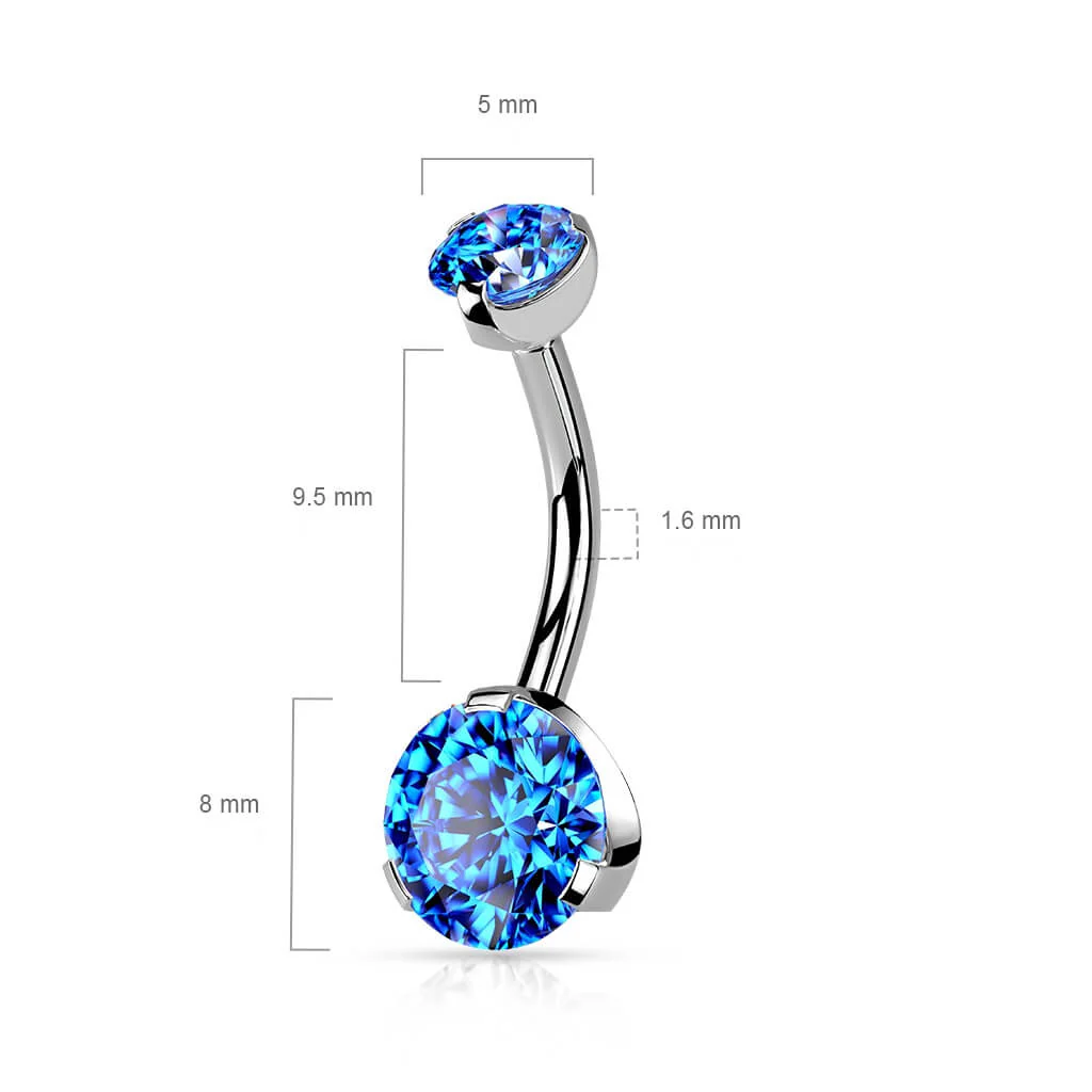 Piercing Nombril Zircone Argent Filetage Interne - Image 3