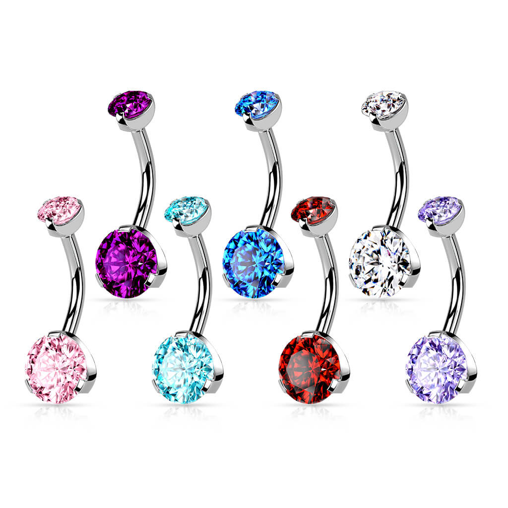 Piercing Nombril Zircone Argent Filetage Interne - Image 5