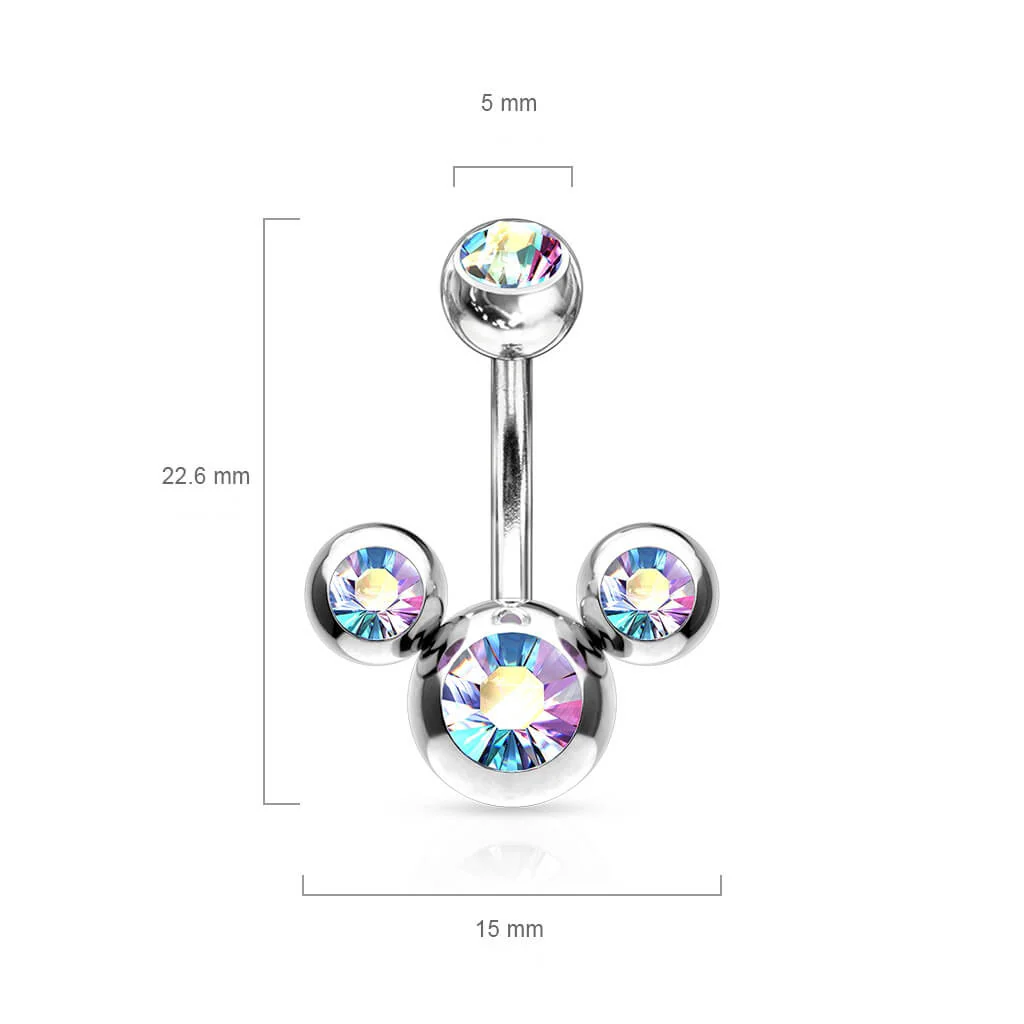 Piercing Nombril 3 Zircones - Image 3