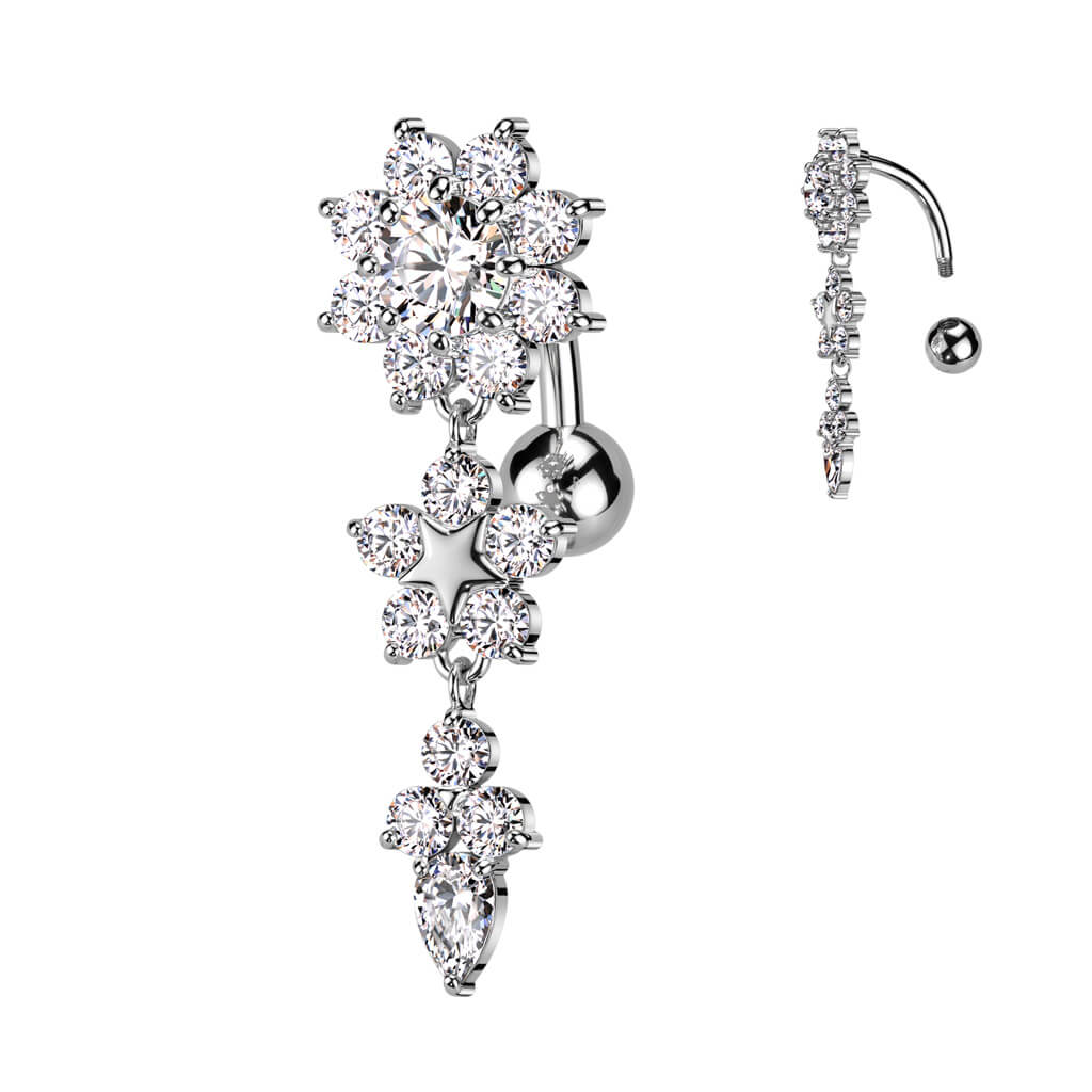 Piercing Nombril Fleur Inversé Zircone - Image 2