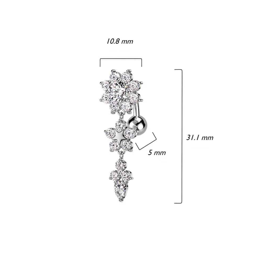 Piercing Nombril Fleur Inversé Zircone - Image 3