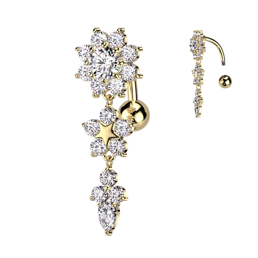 Piercing Nombril Fleur Inversé Zircone - Image 4