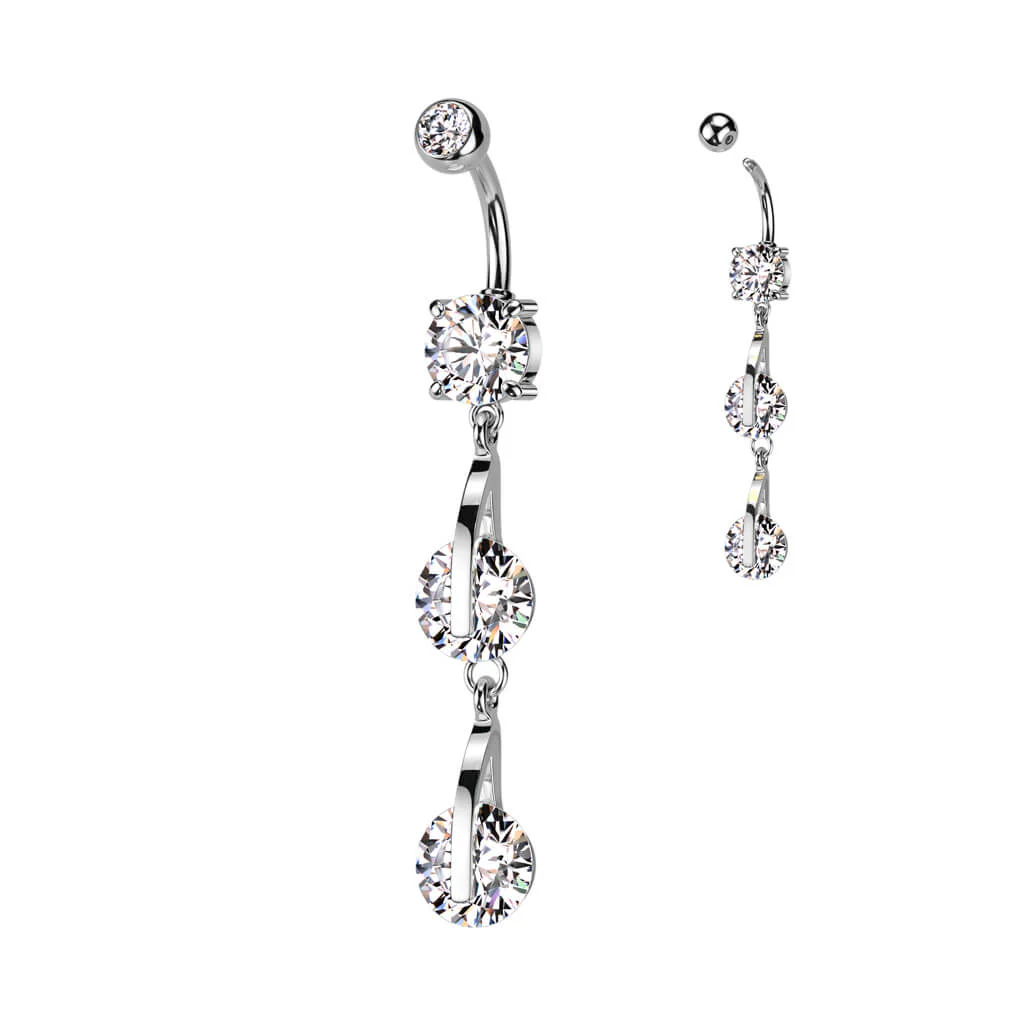 Piercing Nombril Pendentif Zircone Rond - Image 2