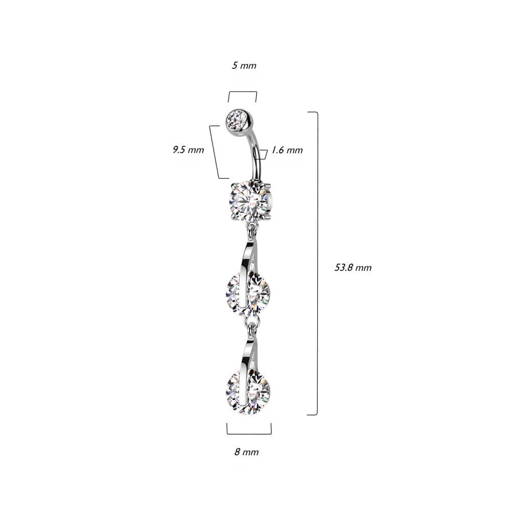 Piercing Nombril Pendentif Zircone Rond - Image 3