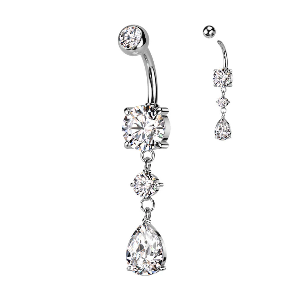 Piercing Nombril Pendentif Goutte Zircone - Image 2