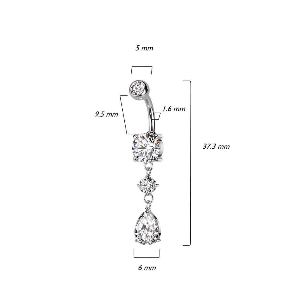 Piercing Nombril Pendentif Goutte Zircone - Image 3
