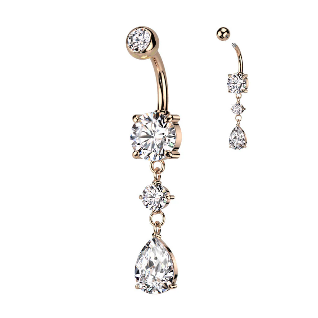 Piercing Nombril Pendentif Goutte Zircone - Image 5