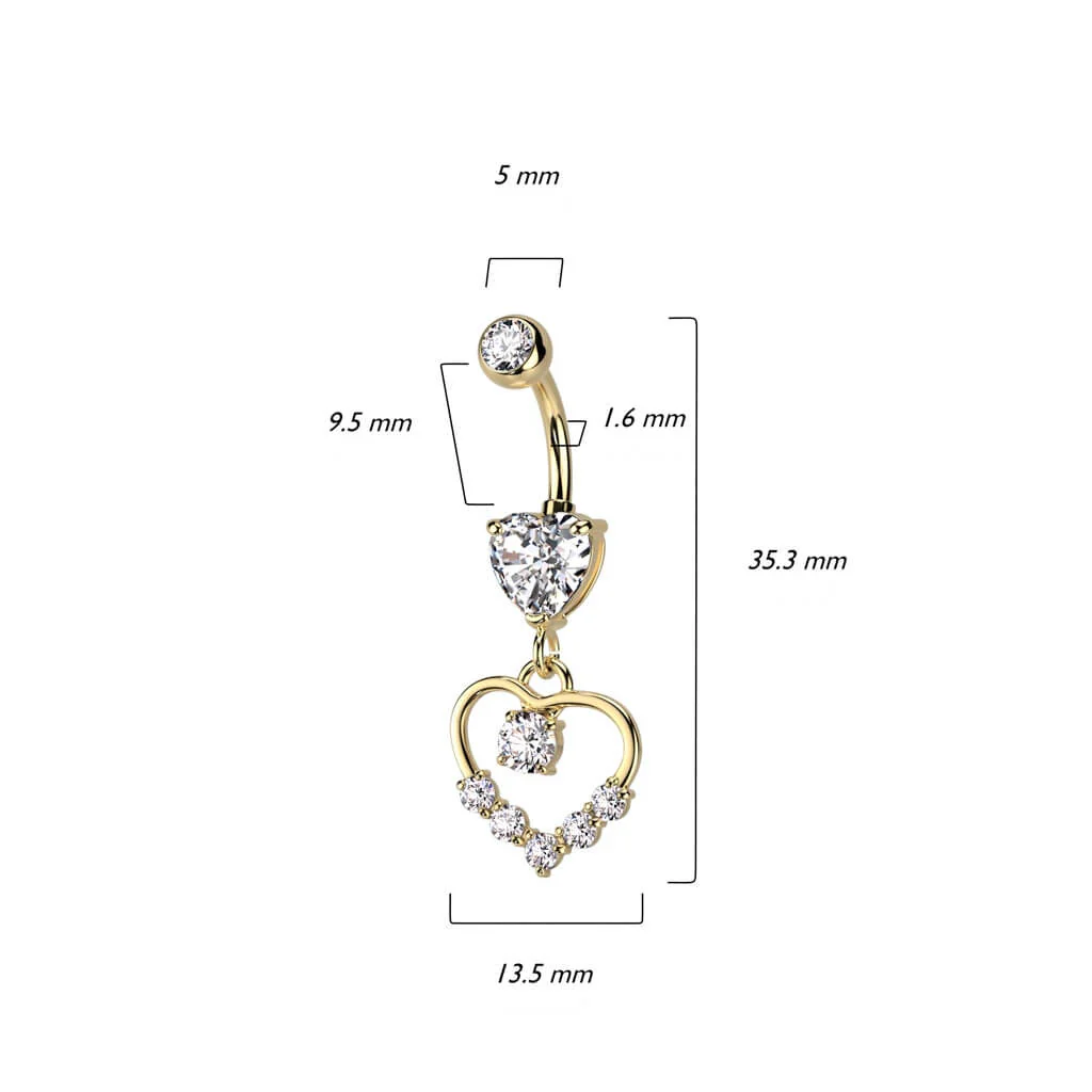 Piercing Nombril Pendentif Cœur Zircone - Image 3