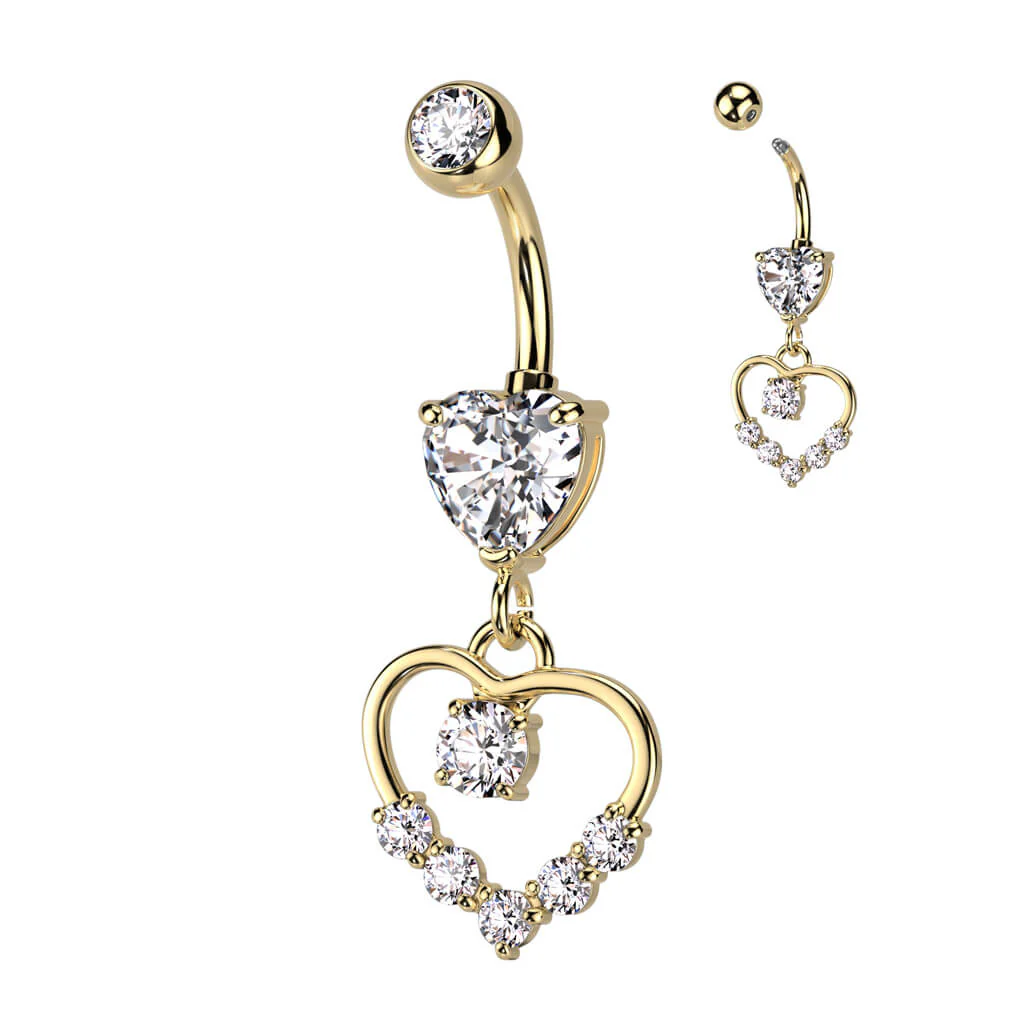 Piercing Nombril Pendentif Cœur Zircone - Image 4
