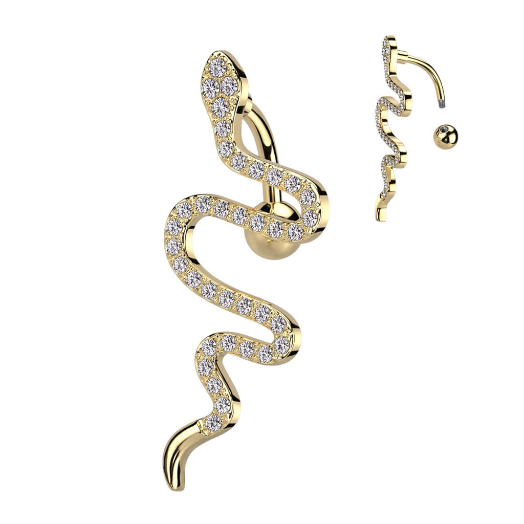 Piercing Nombril Serpent Zircone Inversé - Image 4