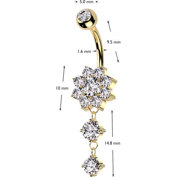 Piercing Nombril Pendentif Fleur Zircone - Image 2