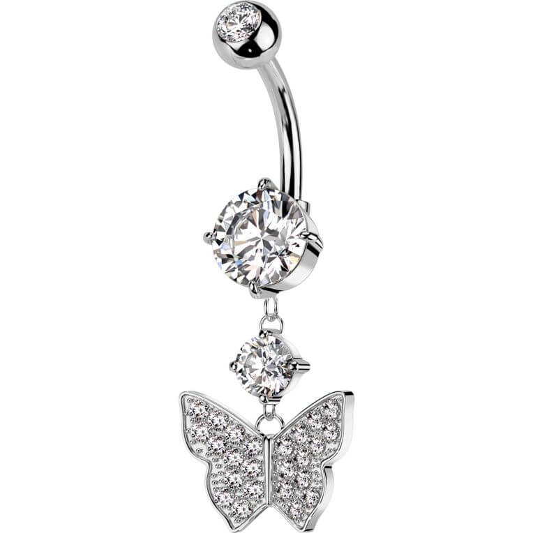 Piercing Nombril Pendentif Papillon Zircone - Image 4
