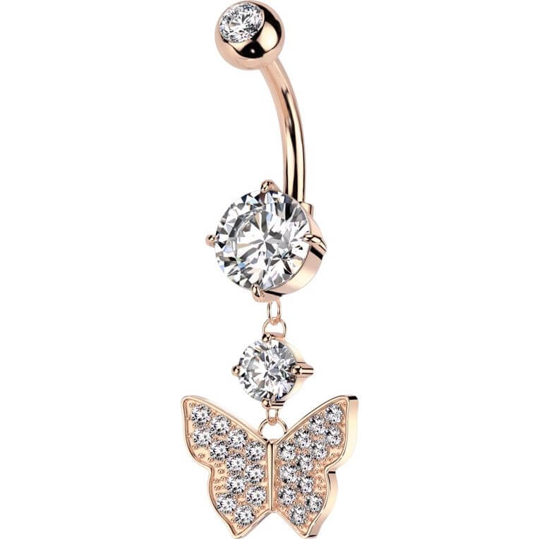 Piercing Nombril Pendentif Papillon Zircone - Image 6