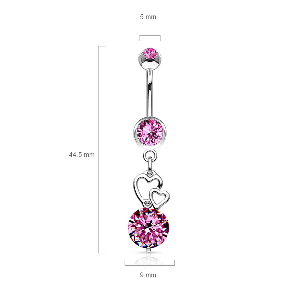 Piercing Nombril Pendentif Cœur Zircone Argent - Image 3