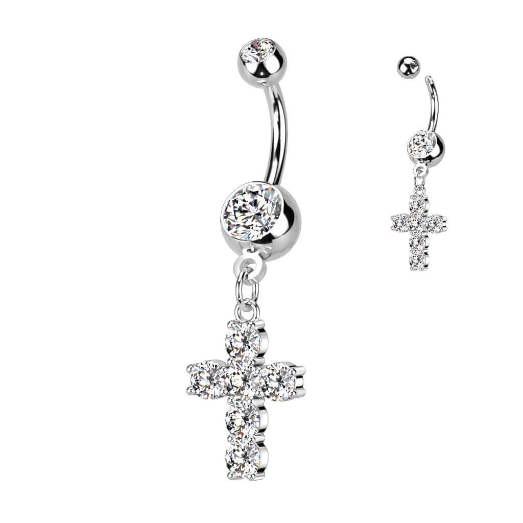 Piercing Nombril Pendentif Croix Zircone - Image 2