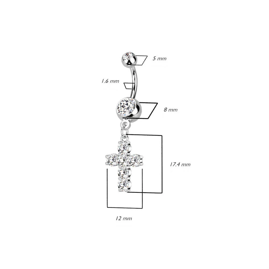 Piercing Nombril Pendentif Croix Zircone - Image 3