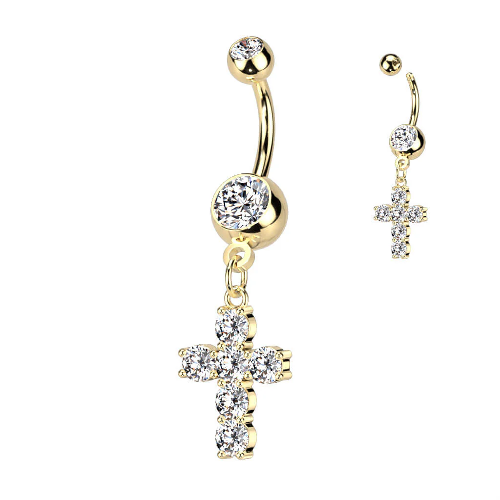 Piercing Nombril Pendentif Croix Zircone - Image 4