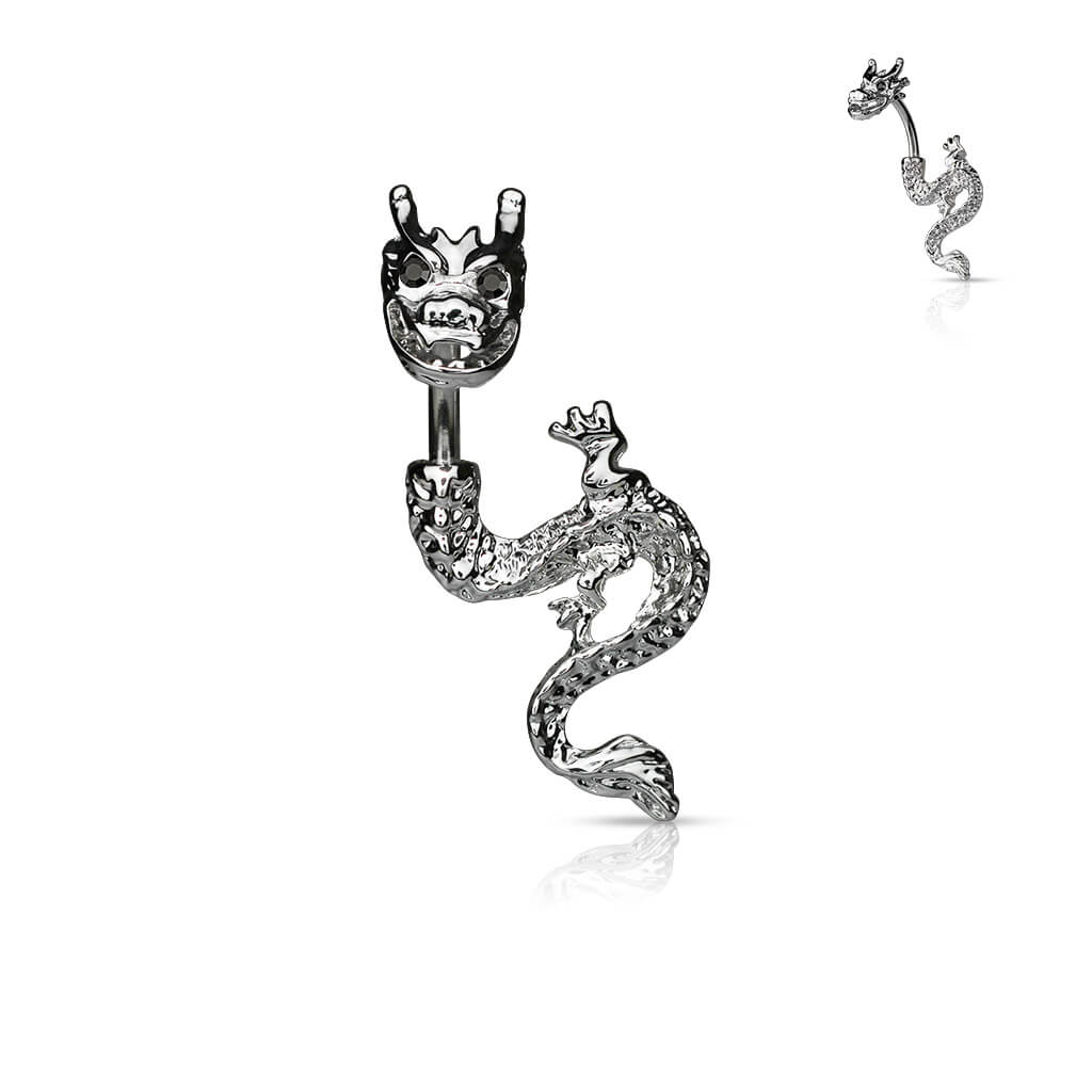Piercing Nombril Dragon Zircone Argent - Image 4
