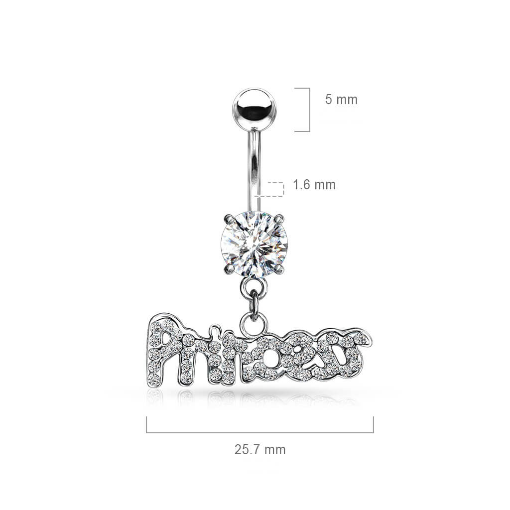 Piercing Nombril Pendentif Princesse Zircone - Image 2