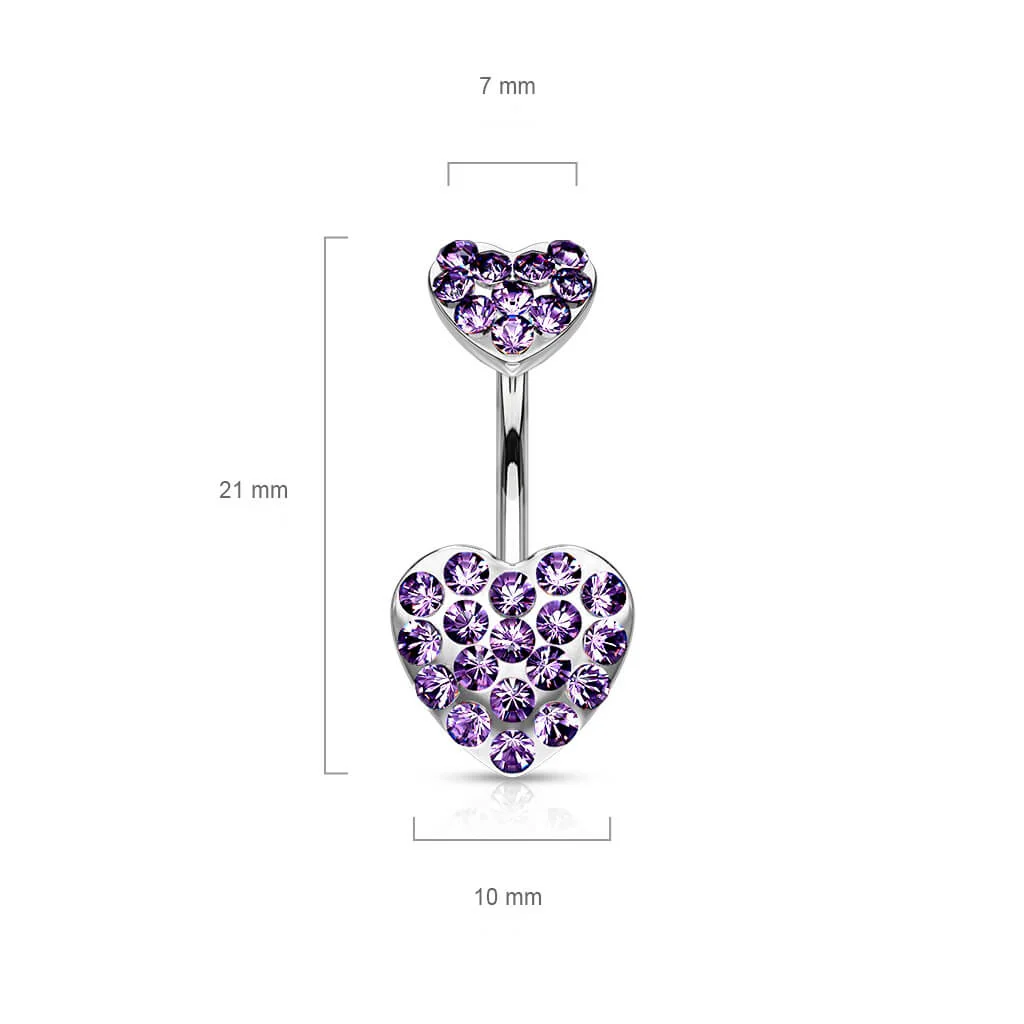 Piercing Nombril Cœur Zircone Argent - Image 3