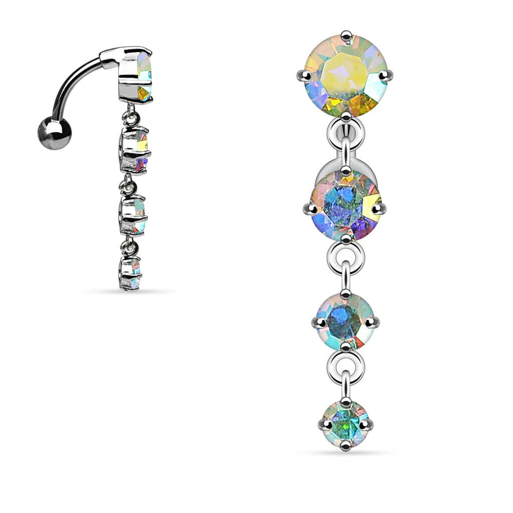 Piercing Nombril Pendentif Zircone Ronde Inversé Argent - Image 2