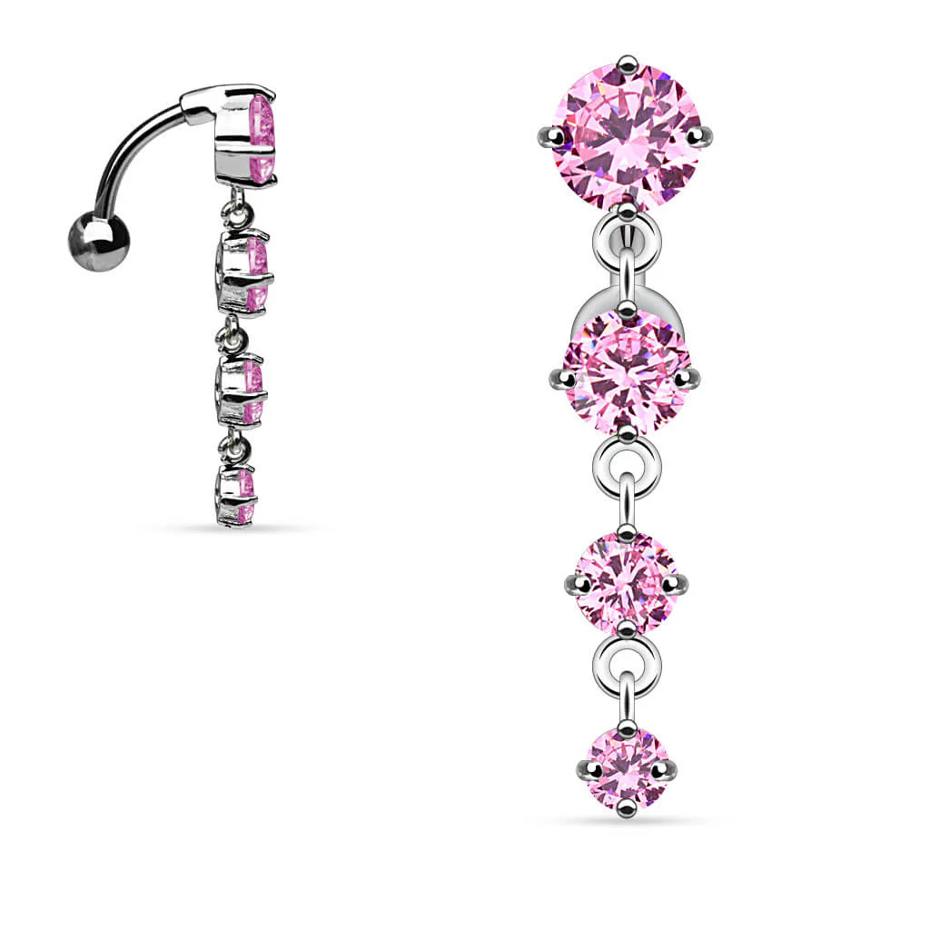 Piercing Nombril Pendentif Zircone Ronde Inversé Argent - Image 4