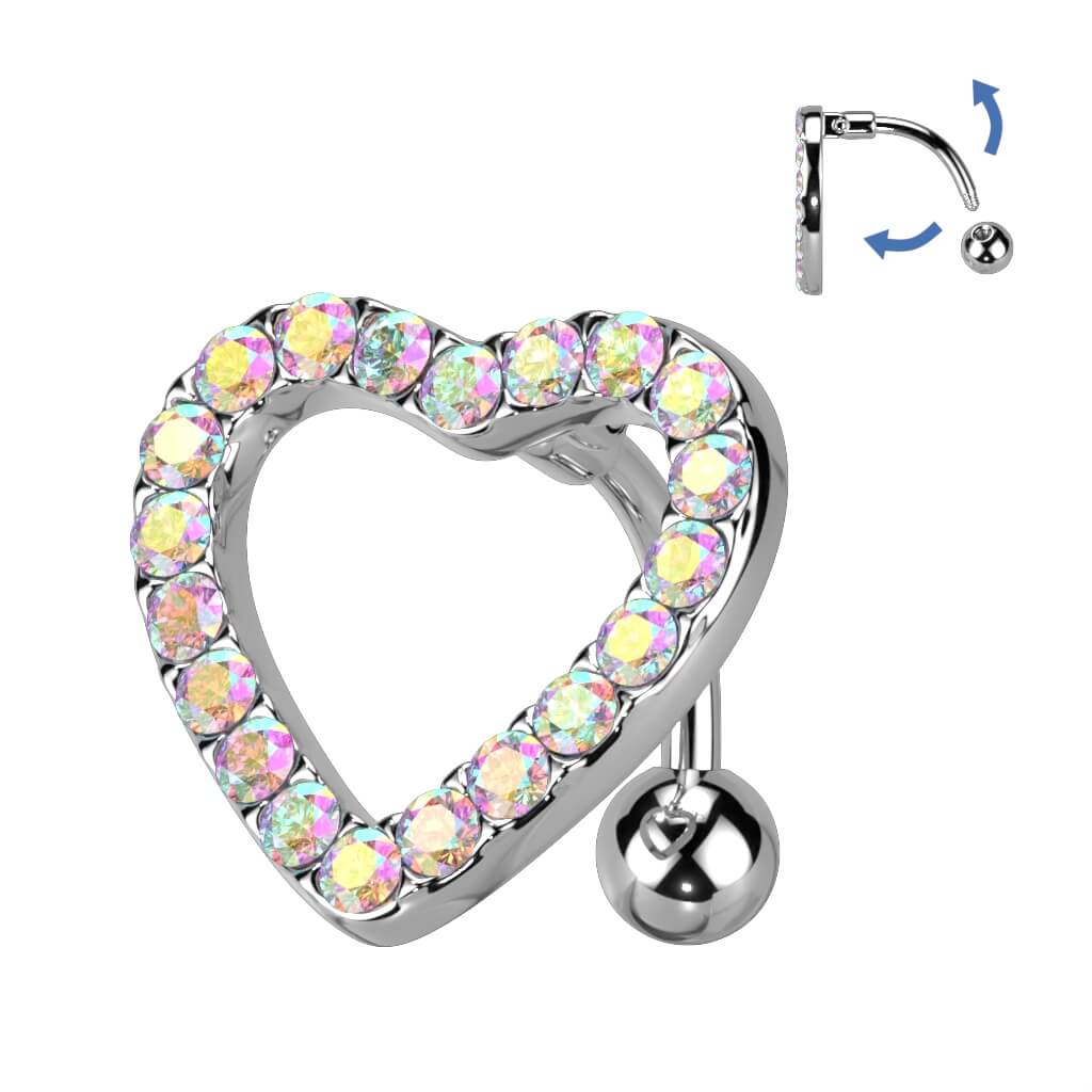 Piercing Nombril Cœur Zircone Inversé - Image 2