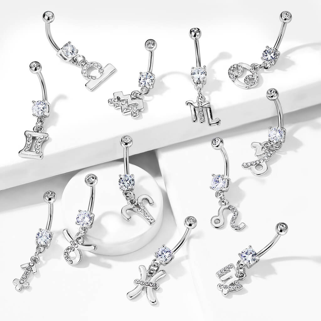 Piercing Nombril Pendentif Signe du Zodiaque Zircone Argent - Image 4