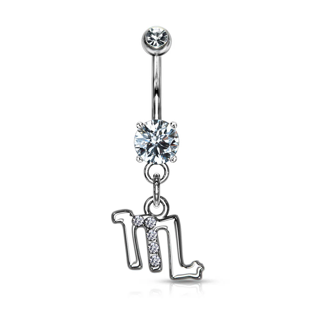 Piercing Nombril Pendentif Signe du Zodiaque Zircone Argent - Image 5