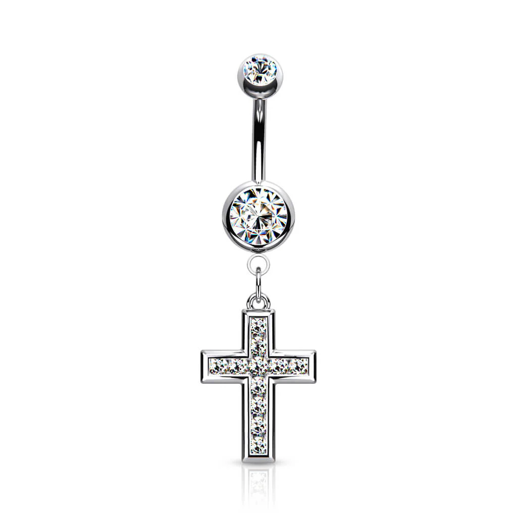 Piercing Nombril Pendentif Croix Zircone - Image 2
