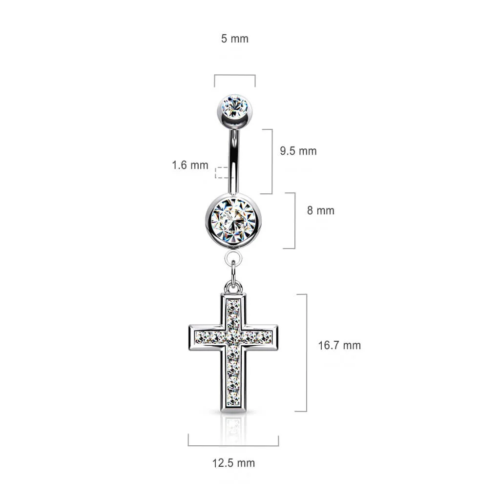 Piercing Nombril Pendentif Croix Zircone - Image 3