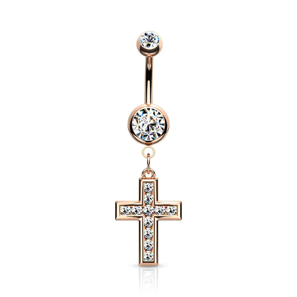 Piercing Nombril Pendentif Croix Zircone - Image 8