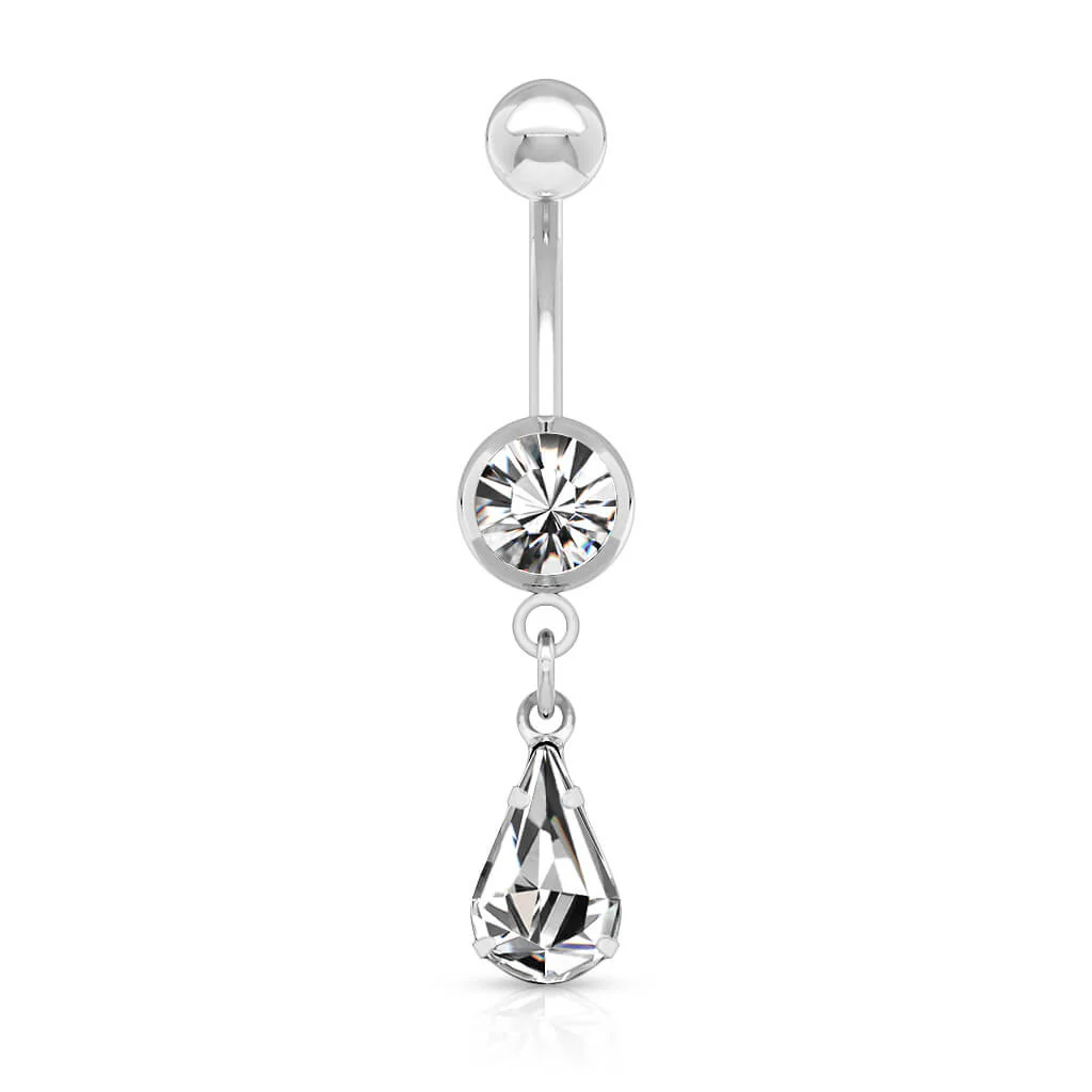 Piercing Nombril Pendentif Goutte Zircone argent - Image 3
